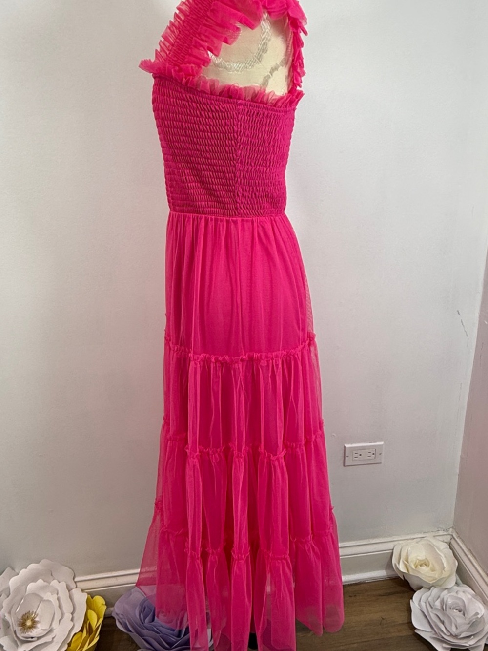 Baltic Born Bright Pink Smocked Tulle Top - Picture 7 of 12
